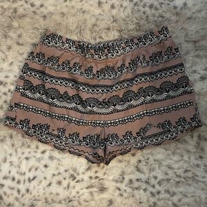 Forever 21 Lace Patterned Pink and Black Shorts size M